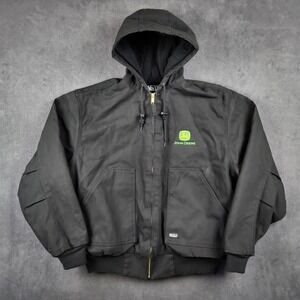 John Deere Walls Workwear Insulated Duck Hooded‎ Jacket Mens Large Tall Black